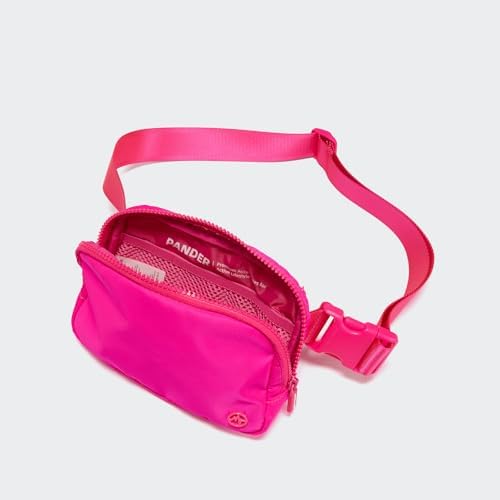 Pander Two Way Zipper Fanny Pack Nylon Everywhere Belt Bag for Women, Water Repellent Waist Packs, Crossbody Bags with Adjustable Strap (Sonic Pink).
