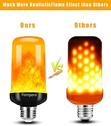 Hompavo 【Upgraded】 LED Flame Light Bulbs, 4 Modes Flickering Light Bulbs with Upside Down Effect, E26/E27 Flame Bulb for Halloween, Christmas, Party, Indoor and Outdoor Home Decoration (4 Pack)