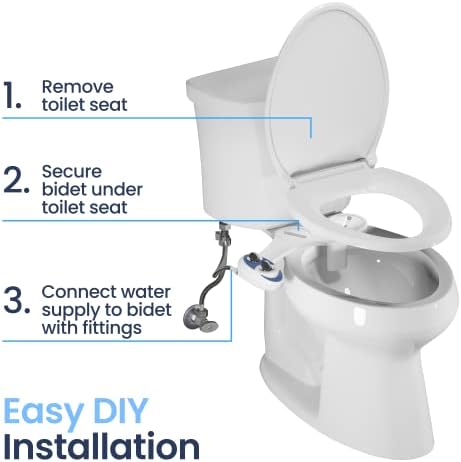 LUXE Bidet NEO 185 - Self-Cleaning, Dual Nozzle, Non-Electric Bidet Attachment for Toilet Seat, Adjustable Water Pressure, Rear and Feminine Wash (White)