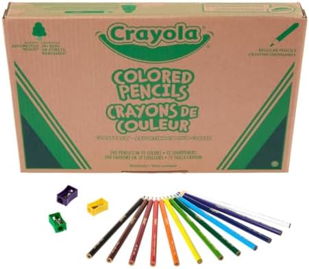 Crayola Colored Pencils Classpack (240ct), Must Have Classroom Supplies for Teachers, Bulk Colored Pencils for School, 12 Colors, Back to School Essentials