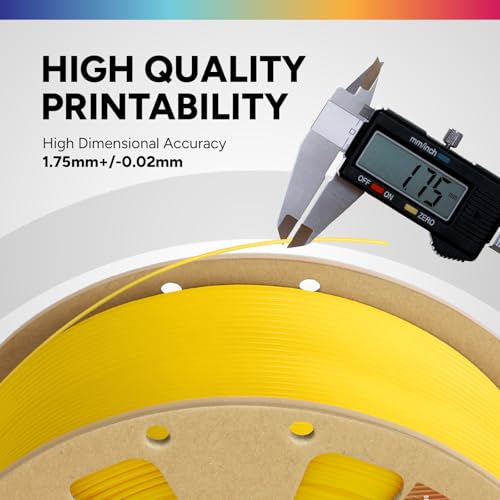OVERTURE PLA Filament 1.75mm, Neatly Wound 3D Printer Filament 1kg Spool (2.2lbs), Dimensional Accuracy +/- 0.02 mm, Fit Most FDM 3D Printers (Yellow)