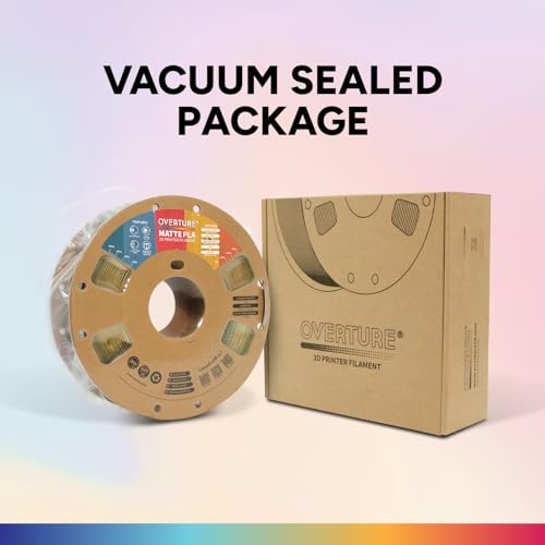 OVERTURE Matte PLA 3D Printer Filament 1.75mm, Matt Surface & Low Warping Filament 1kg Spool (2.2 lbs), Accuracy +/- 0.02 mm, Fit Most FDM Printers (Matte Butter Yellow)