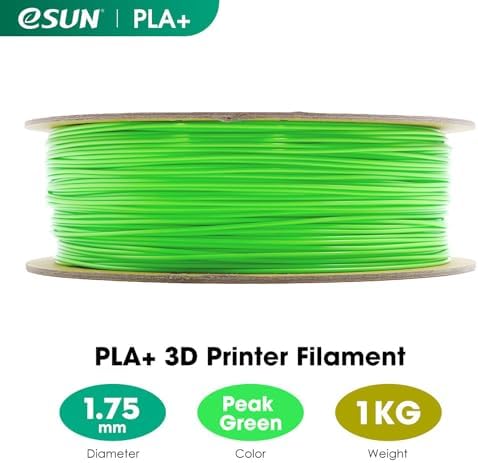 eSUN PLA+ Filament 1.75mm, 3D Printer Filament PLA Plus, Dimensional Accuracy +/- 0.03mm, 1KG Spool (2.2 LBS) 3D Printing Filament for 3D Printers, Peak Green