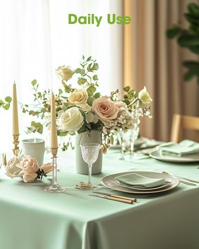 Pureegg Plastic Table Cloth Disposable 8 Pack, 54 x 108 Inch Table Cloths, Easter Party, Decorative Tablecloths, Rectangle, Light, Pastel Plastic Cover, Leakproof & Sturdy, Sage Green