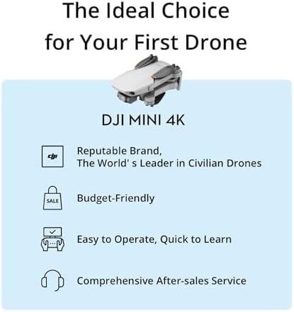 DJI Mini 4K Camera Drone Combo, Drone with 4K UHD Camera for Adults, Under 249 g, 3-Axis Gimbal Stabilization, 10km Video Transmission, Auto Return, 2 Batteries for 62-Min Max Flight Time, QuickShots