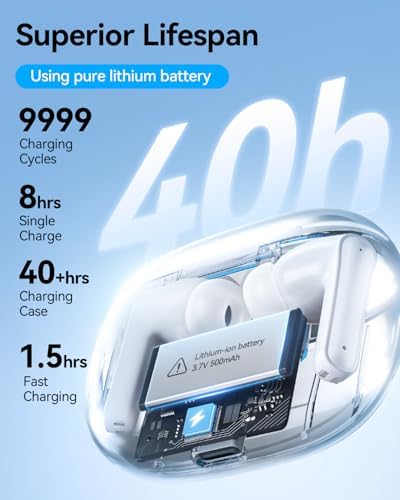 Wireless Earbuds, Bluetooth Ear Buds Headphones with LED Charging Case, Deep Bass Stereo Sound, 40 Hours Playtime, IP7, Lightweight in-Ear Earphones for iPhone Android Sports Workout