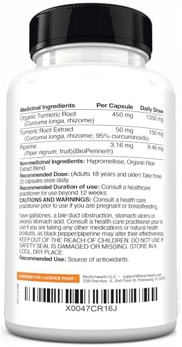 Turmeric Curcumin with Black Pepper Extract 1500mg - High Absorption Ultra Potent Turmeric Supplement with 95% Curcuminoids and BioPerine - Non GMO Tumeric Capsules for Joint Support - 180 Capsules