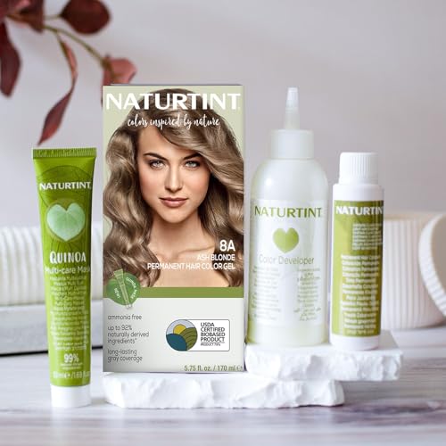 Naturtint 8A Ash Blonde Permanent Hair Color (Pack of 6), Ammonia Free, Vegan, Cruelty Free, up to 100% Gray Coverage, Long Lasting Results (Packaging may vary)