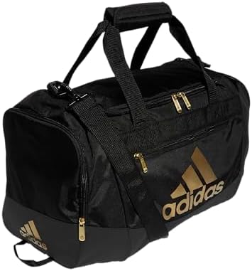 adidas Unisex Defender 4.0 Gym Duffel Bag for Men and Women, Black/Gold Metallic, Small (38L)