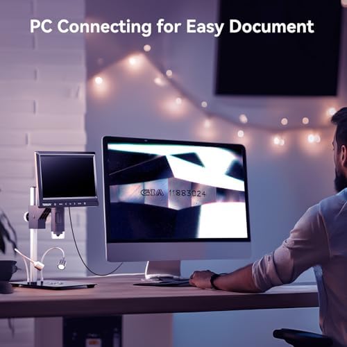 TOMLOV DM702 Digital Microscope, Full View Coin Microscope with 10" Screen, Coin Magnifier with Light for Collectors, Soldering Microscope for Micro Electronics Repair, Magnifying Glass for Adults