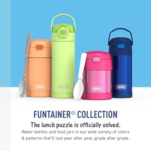THERMOS FUNTAINER 16 Ounce Stainless Steel Vacuum Insulated Bottle with Wide Spout Lid, MINECRAFT