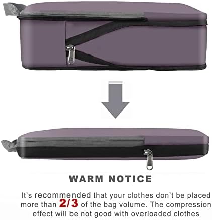 BAGAIL 4 Set/6 Set/8 Set Compression Packing Cubes Travel Accessories Expandable Packing Organizers (Cloth Pattern, 4-Dark Greyish)