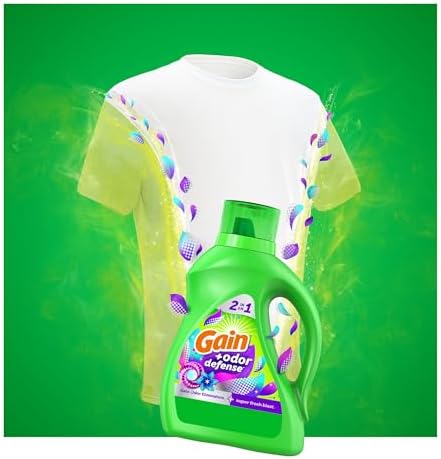 Gain + Odor Defense Liquid Laundry Detergent, Super Fresh Blast Scent, 88 Oz, 61 Loads, HE Compatible (Pack of 2)