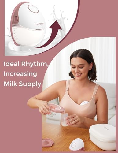 Momcozy Breast Pump Hands Free Mobile Style | M6, Wearable Breastfeeding Pump Ideal Rhythm for More Milk, DoubleFit Flange More Fit & Discreet with 3 Modes & 9 Levels, 24mm - 2 Pack Cozy Red