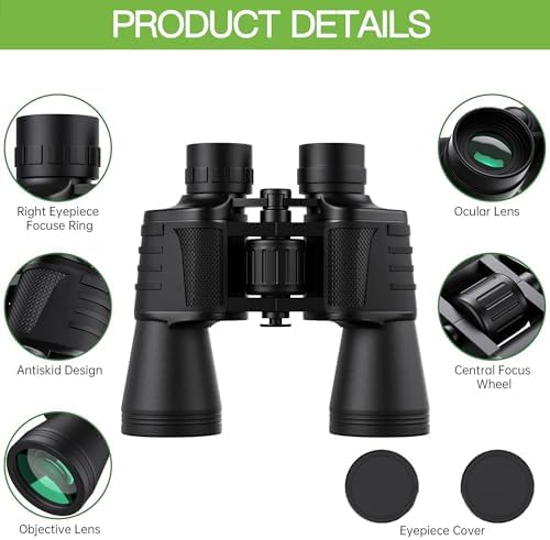 20x50 Binoculars for Adults,Compact Binocular High Power Easy Focus with Low Light Vision,Waterproof Binoculars for Bird Watching,Performances,Hunting,Sports Games,Travel with Carrying Bag