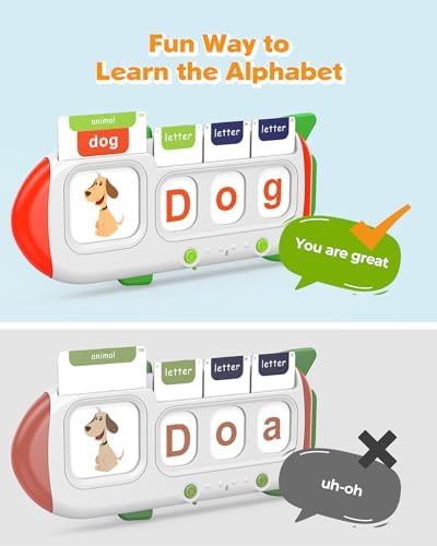 Alphabet Talking Flash Cards for Kids 3+ Years Old, Spelling Games, Teach Kids ABC Letters & Words, Montessori Learning Tools, Combine Words Based on Pictures, for Preschool Boys Girls