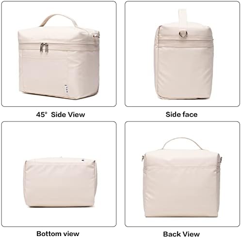 NOL Natural Organic Lifestyle Insulated Lunch Bags for Women Cooler Bag Lightweight Nylon Waterproof Lunch Box For Work(Medium, Cream