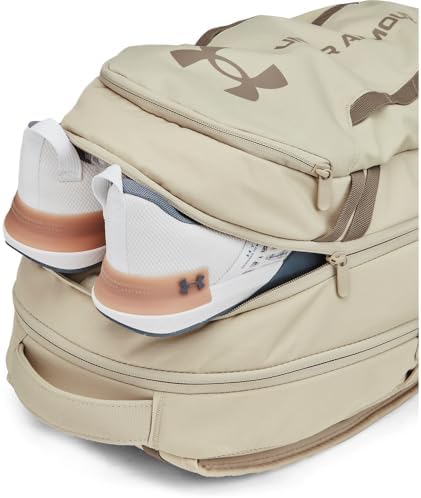 Under Armour Unisex-Adult Hustle 6.0 Backpack, (289) Khaki Base/Khaki Base/Taupe Dusk, One Size Fits Most