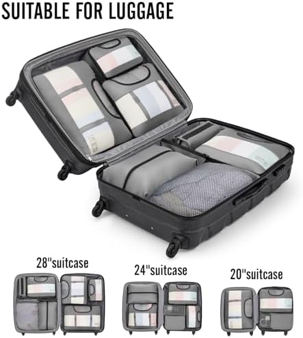 Veken 10 Set Packing Cubes for Travel Essential, Suitcase Organizer Bags in 4 Sizes, Carry-On Luggage Accessories with Large Laundry & Hanging Toiletry Bag, Must-Have for Airplane, Road Trip & Camping