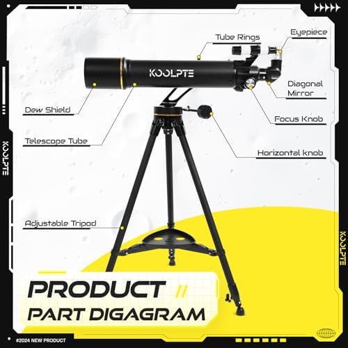 Telescope, 90mm Aperture 700mm - Vertisteel AZ Mounting Base, High Power Telescopes for Astronomy Enthusiasts, Adults & Kids, with Carrying Bag, Wireless Remote Control, Phone Adapter (Black)