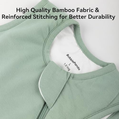 BubblePanda Rayon Made from Bamboo Sleep Sack 0-6 Months 1.0 Tog Soft Toddler Sleeping Sack 3-6 Months for Infant Newborn Babies 2-Way Zipper Baby Wearable Blanket 0-3 Months
