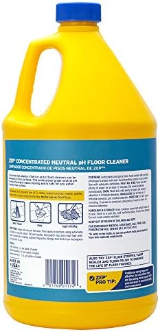 Zep Neutral pH Floor Cleaner. 1 Gallon (Case of 4) - ZUNEUT128 - Concentrated Pro Trusted All-Purpose Floor Cleaner
