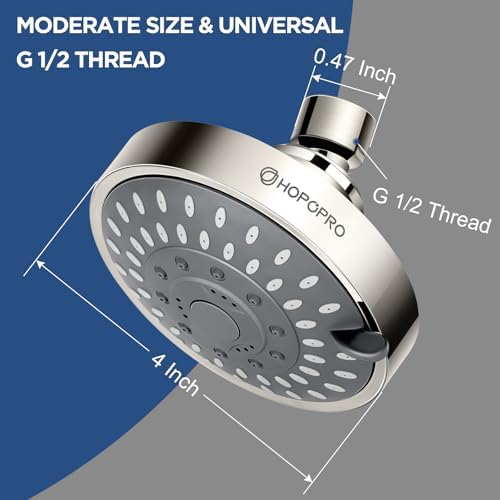 HOPOPRO 5-Mode High Pressure Shower Head - The Washington Post, NBC News, Today TV Show Recommended - High Flow Fixed Showerheads (4 Inch Brushed Nickel)