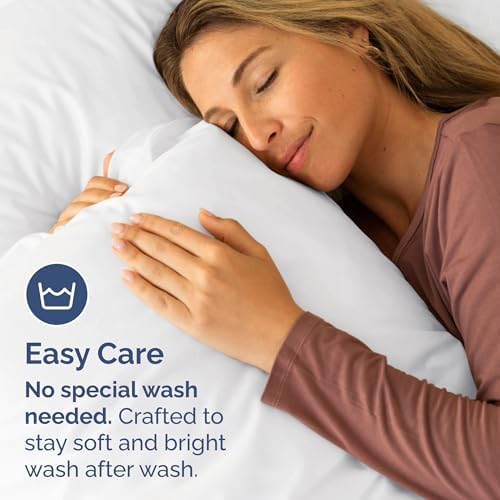 Queen Pillow Cases Set of 4 - Ultra Soft Hotel Quality Pillowcase Covers - Comfy, Cozy & Wrinkle Free - Shrinkage, Stain and Fade Resistant - Machine Washable Pillow Protectors - 4 Piece Set - White