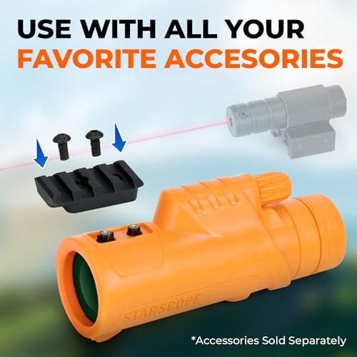 Starscope 10x42 Monocular for Adults - High Power HD Mini Telescope Monoculars Birdwatching Hunting Hiking Wildlife Viewing | BAK4 Prism Scope, FMC Lens, Wide Field of View (Orange)