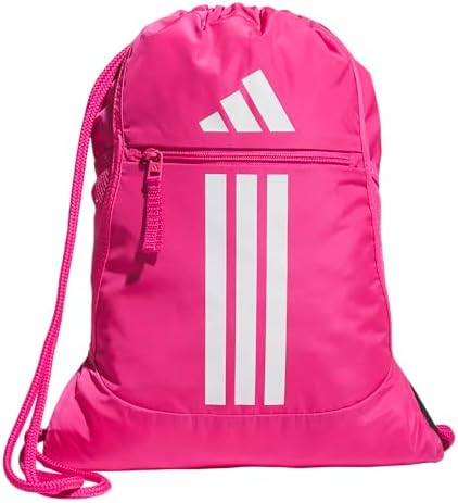 adidas Alliance Sackpack, Drawstring Backpack, Lightweight Small Gym Bag for Women and Men, Team Shock Pink 2/White, One Size