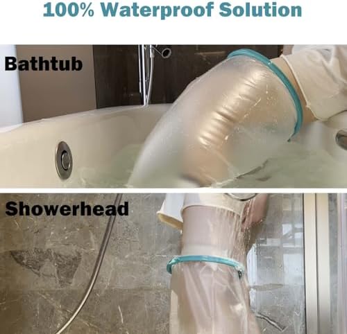 Cast Covers for Shower Leg, Waterproof Cast Cover for Showering, Cast Protector for Shower Leg Adult, Shower Boots for Foot After Surgery, Full Leg, Thigh (Diameter - 9.8") Extra Long - Large