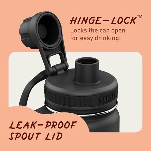 Takeya Actives Water Bottle with Spout Lid - Bottle with Double Stainless Steel Insulation - Dishwasher Safe & BPA-Free - Bottle with Spout Lid & Removable Bumper - 24 oz, Onyx