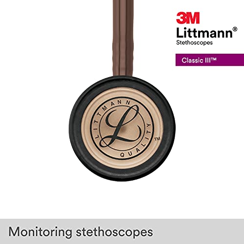 3M Littmann Classic III Monitoring Stethoscope, 5809, More Than 2X as Loud, Weighs Less, Stainless Steel Copper-Finish Chestpiece, 27" Chocolate Tube, Copper Stem and Headset