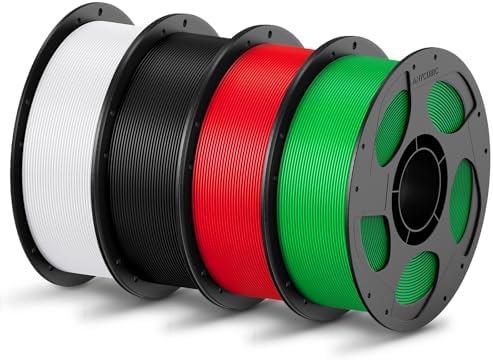 ANYCUBIC PLA Filament 1.75mm Bundle, 3D Printing PLA Filament 1.75mm Dimensional Accuracy +/- 0.02mm, 1KG Reusable Spool (2.2 lbs), 4KG White + Black + Red + Green
