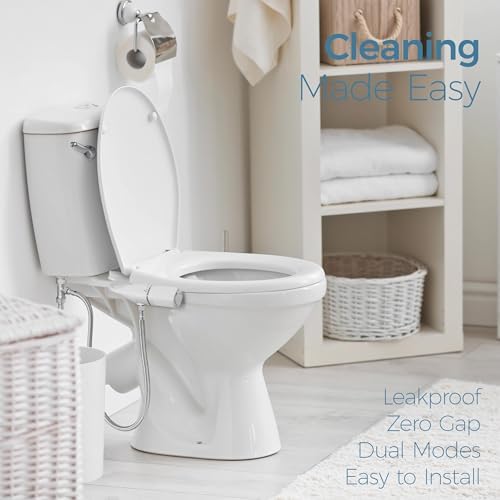 BIGCOW Ultra-Slim Bidet Attachment for Toilet - Dual Nozzle (Frontal & Rear Wash) with Adjustable Cold Water Pressure and Stainless Steel Inlet - Hygienic Solution for Fresh Cleanliness