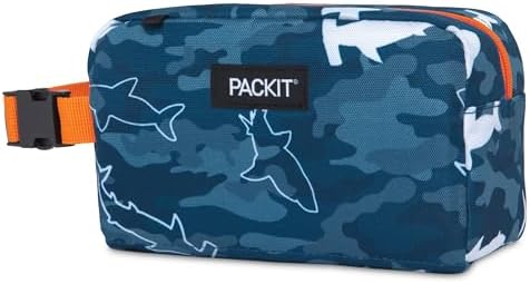 PackIt Freezable Snack Box, Camo Shark, Built with ECOFREEZE Technology, Collapsible, Reusable, Zip Closure with Buckle Handle, Great for Fresh Snacks on the go