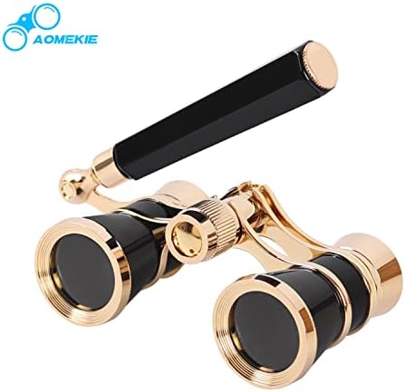 Aomekie Opera Glasses Binoculars 3X25 Theater Glasses Mini Binocular Compact with Handle for Adults Women in Musical Concert(Black)