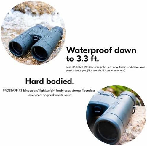 Nikon PROSTAFF P7 10x30 (16771) Black Binoculars Bundle with Lens Pen and Cleaning Cloth, Compact Binoculars for Adults for Hunting, Bird Watching, and Hiking Essentials, Zoom