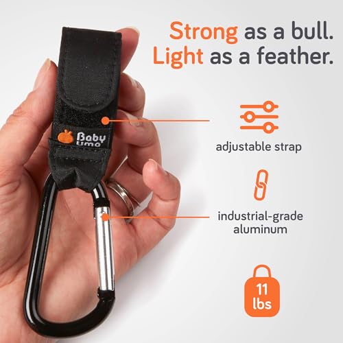 Baby Uma 4-Pack Stroller Hooks - Universal Bag Clips for Diaper Bags, Carry 11 lbs Each, Adjustable Straps
