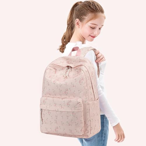 School Backpack for Teen Girls Bookbags Elementary High School Corduroy Laptop Bags Women Travel Daypacks