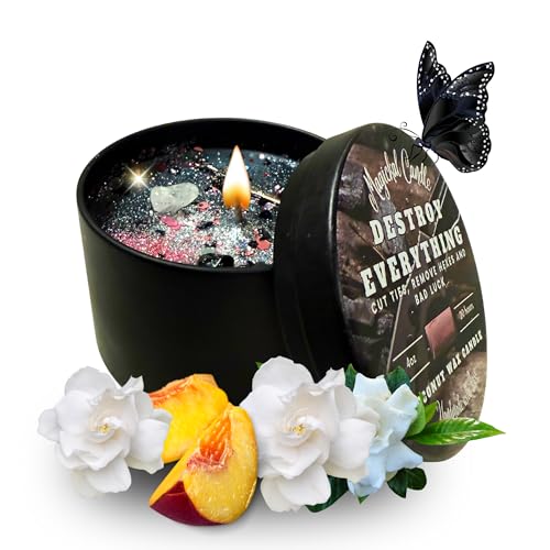 Destroy Everything Spiritual Candle to Cut Ties, Remove hexes and Bad luck | Energy cleansing | Soy Candles Non Toxic | Sage Candle | Cleanse Your Home & Calm, Soothe, Restore Body & Mind (Set Of 9)