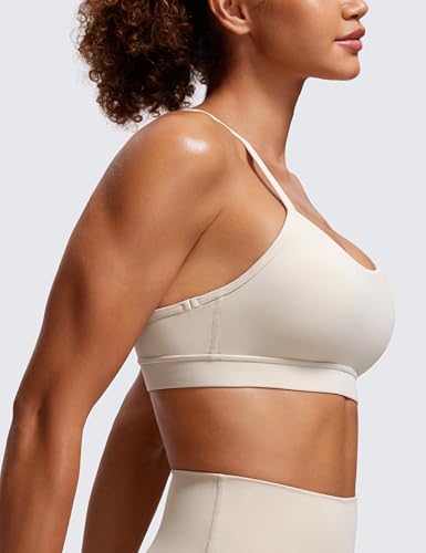CRZ YOGA Butterluxe Womens Y Back Sports Bra - Padded Racerback Low Impact Spaghetti Thin Strap Workout Yoga Top