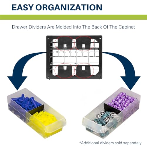 Akro-Mils 64-Drawer Plastic Drawer Storage Cabinet for Garage Organization, Bead Organizer, Building Bricks Storage, Teacher Toolbox, Makeup Organizer, 20-Inch W x 6-Inch D x 16-Inch H, 10164 Black