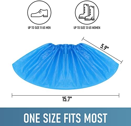 Shoe Covers Disposable Non Slip for Indoors Pack of 200 (100 pairs) Recyclable Shoe Booties Waterproof Shoe & Boot Covers Durable Shoe Protectors Covers One Size Fits Most Blue