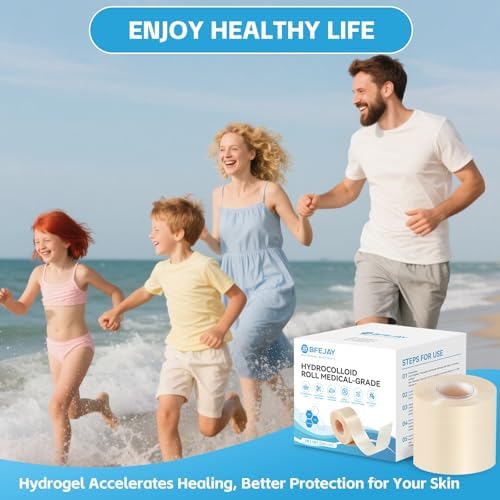 Hydrocolloid Bandages for Wound Care, Extra Large Medical-Grade Hydrocolloid Roll with Self-Adhesive, Ultra Absorbent, Flexible & Waterproof, DIY Size & Shape First Aid Kit Essential (2in*16ft)