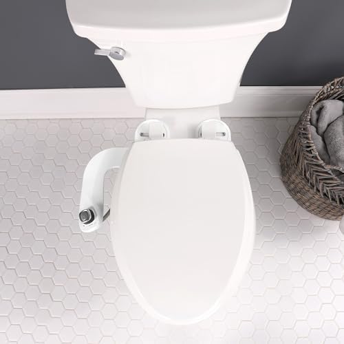 Bio Bidet SlimEdge Simple Bidet Toilet Attachment in White with Dual Nozzle, Fresh Water Spray, Non Electric, Easy to Install, Brass Inlet and Internal Valve