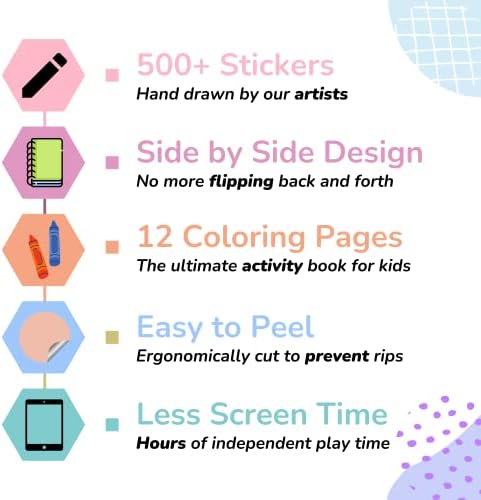 CUPKIN My First Trip Sticker + Coloring Book (500+ Stickers & 12 Scenes) Side by Side Activity Book Design, Fun Toddler Travel Essential Sticker Books for Kids 2-4, Great for Older Boys & Girls