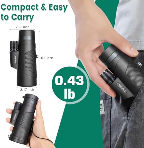 12x50 Monoculars for Adults High Powered, Monocular Compact with BAK4 Prism and FMC Lens, Clear Field of View, Monocular Telescope for Smartphone, Lightweight Monocular for Birdwatching Sports Travel