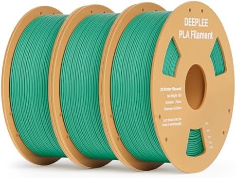 DEEPLEE PLA 1.75mm 3D Printer Filament, Dimensional Accuracy +/- 0.02mm, Neatly Wound, No Clogging, Vacuum Package, Fits for Most FDM 3D Printers, 3 Pack 1kg Sea Green