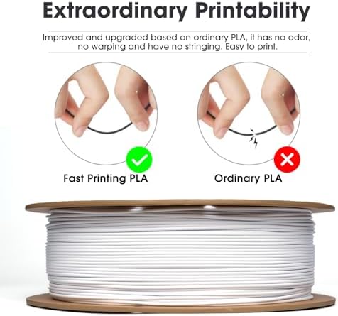 eSUN PLA Basic Filament 1.75mm, 3D Printer Filament High Speed PLA for Fast Printing, 1KG per Spool, 2 Spools High Speed 3D Printing Filament, Cold White + Black